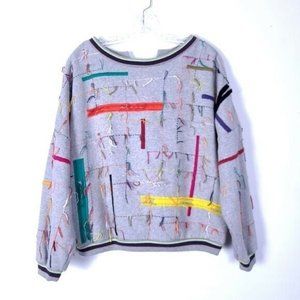 Anthropologie x THE UGLY GIRL Loose Thread Fringe Lace Up Bow Sweater S